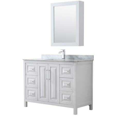 A large image of the Wyndham Collection WCV252548SUNSMED White / White Carrara Marble Top / Polished Chrome Hardware