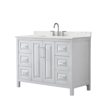 A large image of the Wyndham Collection WCV252548S-QTZ-US3MXX White / Giotto Quartz Top / Polished Chrome Hardware