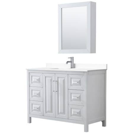A large image of the Wyndham Collection WCV252548S-VCA-MED White / White Cultured Marble Top / Polished Chrome Hardware