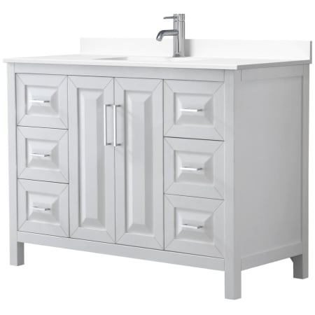 A large image of the Wyndham Collection WCV252548S-VCA-MXX White / White Cultured Marble Top / Polished Chrome Hardware