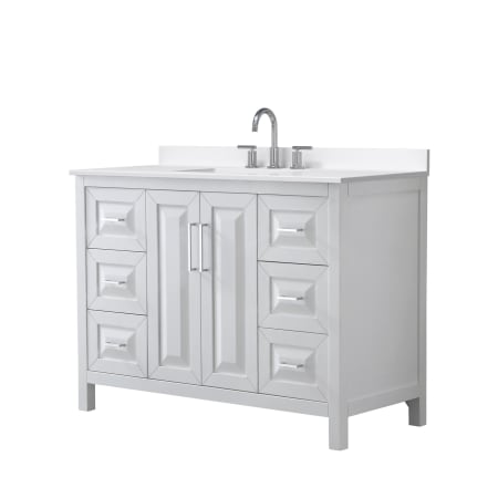 A large image of the Wyndham Collection WCV252548S-QTZ-US3MXX White / White Quartz Top / Polished Chrome Hardware