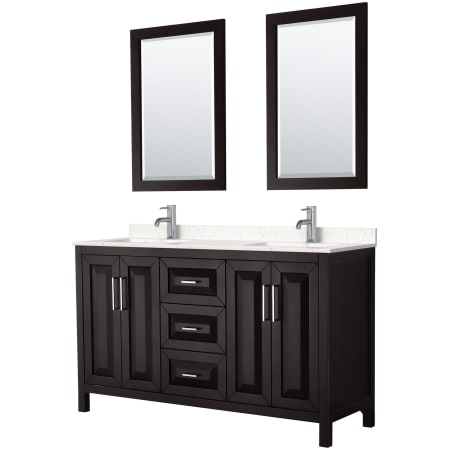 A large image of the Wyndham Collection WCV252560D-VCA-M24 Dark Espresso / Carrara Cultured Marble Top / Polished Chrome Hardware