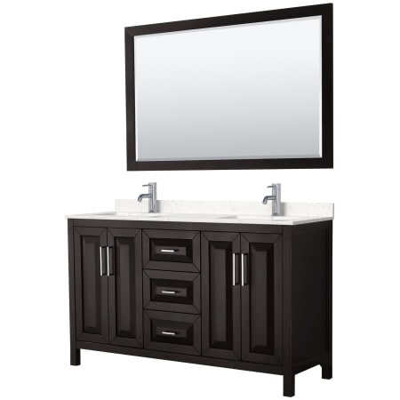 A large image of the Wyndham Collection WCV252560D-VCA-M58 Dark Espresso / Carrara Cultured Marble Top / Polished Chrome Hardware