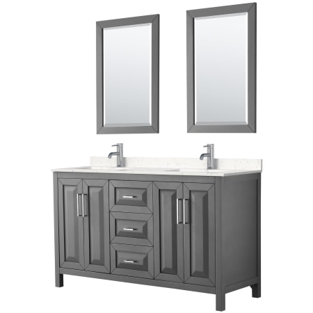 A large image of the Wyndham Collection WCV252560D-VCA-M24 Dark Gray / Carrara Cultured Marble Top / Polished Chrome Hardware