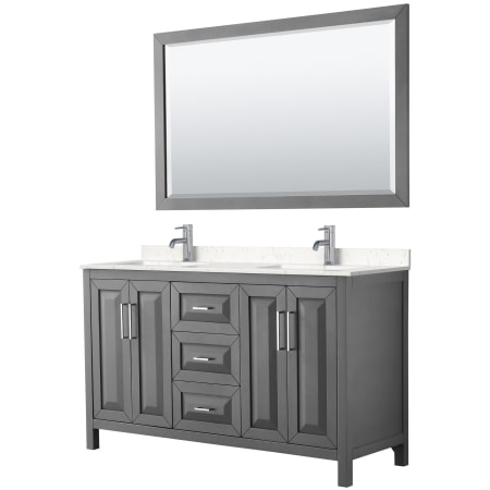 A large image of the Wyndham Collection WCV252560D-VCA-M58 Dark Gray / Carrara Cultured Marble Top / Polished Chrome Hardware
