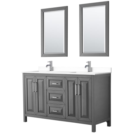 A large image of the Wyndham Collection WCV252560D-VCA-M24 Dark Gray / White Cultured Marble Top / Polished Chrome Hardware