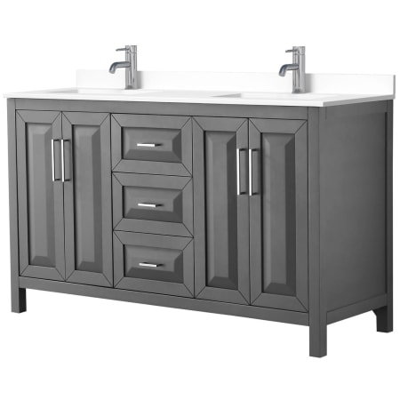 A large image of the Wyndham Collection WCV252560D-VCA-MXX Dark Gray / White Cultured Marble Top / Polished Chrome Hardware