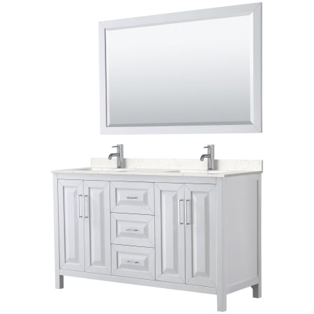 A large image of the Wyndham Collection WCV252560D-VCA-M58 White / Carrara Cultured Marble Top / Polished Chrome Hardware