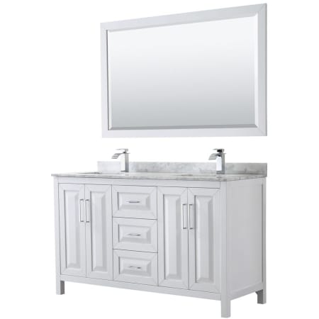 A large image of the Wyndham Collection WCV252560DUNSM58 White / White Carrara Marble Top / Polished Chrome Hardware