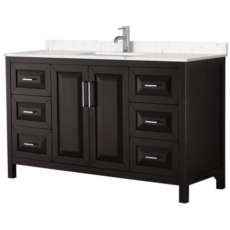 A large image of the Wyndham Collection WCV252560S-VCA-MXX Dark Espresso / Carrara Cultured Marble Top / Polished Chrome Hardware