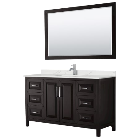 A large image of the Wyndham Collection WCV252560S-QTZ-UNSM58 Dark Espresso / Giotto Quartz Top / Polished Chrome Hardware