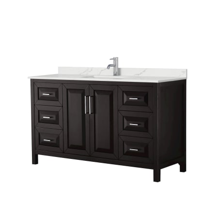 A large image of the Wyndham Collection WCV252560S-QTZ-UNSMXX Dark Espresso / Giotto Quartz Top / Polished Chrome Hardware