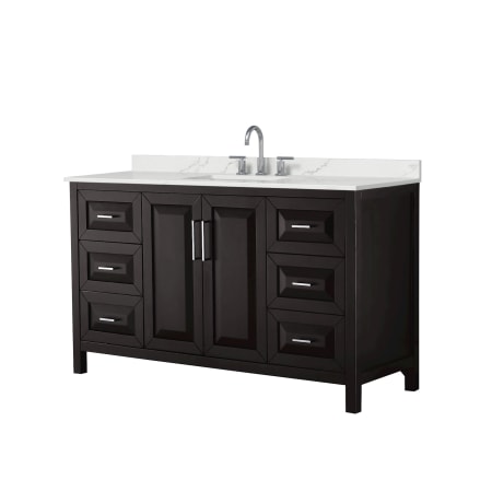 A large image of the Wyndham Collection WCV252560S-QTZ-US3MXX Dark Espresso / Giotto Quartz Top / Polished Chrome Hardware