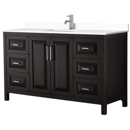 A large image of the Wyndham Collection WCV252560S-VCA-MXX Dark Espresso / White Cultured Marble Top / Polished Chrome Hardware