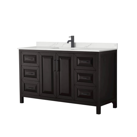 A large image of the Wyndham Collection WCV252560S-QTZ-UNSMXX Dark Espresso / Giotto Quartz Top / Matte Black Hardware