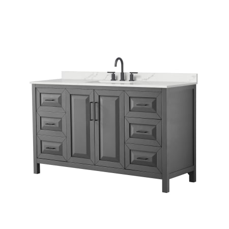 A large image of the Wyndham Collection WCV252560S-QTZ-US3MXX Dark Gray / Giotto Quartz Top / Matte Black Hardware