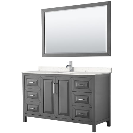 A large image of the Wyndham Collection WCV252560S-VCA-M58 Dark Gray / Carrara Cultured Marble Top / Polished Chrome Hardware