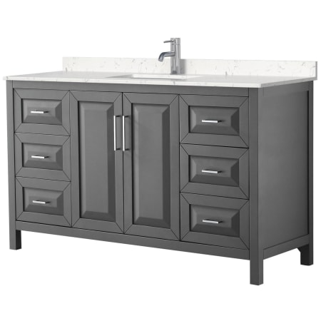 A large image of the Wyndham Collection WCV252560S-VCA-MXX Dark Gray / Carrara Cultured Marble Top / Polished Chrome Hardware