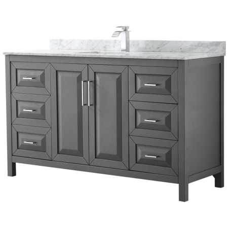 A large image of the Wyndham Collection WCV252560SUNSMXX Dark Gray / White Carrara Marble Top / Polished Chrome Hardware