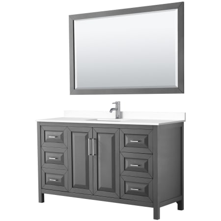 A large image of the Wyndham Collection WCV252560S-VCA-M58 Dark Gray / White Cultured Marble Top / Polished Chrome Hardware