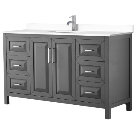 A large image of the Wyndham Collection WCV252560S-VCA-MXX Dark Gray / White Cultured Marble Top / Polished Chrome Hardware