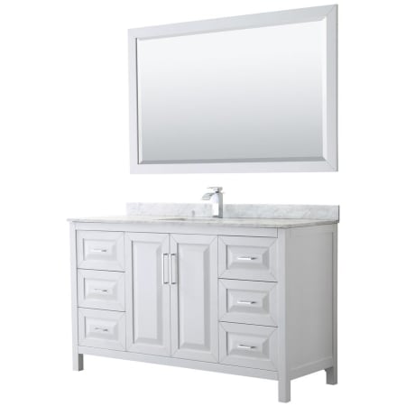 A large image of the Wyndham Collection WCV252560SUNSM58 White / White Carrara Marble Top / Polished Chrome Hardware
