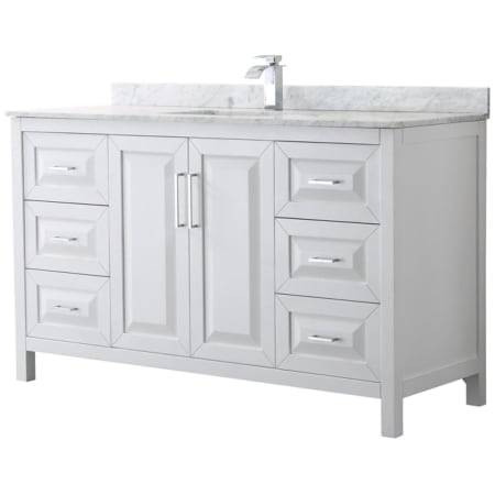 A large image of the Wyndham Collection WCV252560SUNSMXX White / White Carrara Marble Top / Polished Chrome Hardware