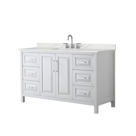 A large image of the Wyndham Collection WCV252560S-QTZ-US3MXX White / Giotto Quartz Top / Polished Chrome Hardware