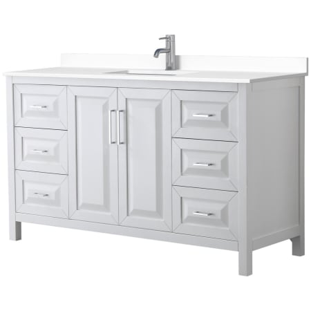 A large image of the Wyndham Collection WCV252560S-VCA-MXX White / White Cultured Marble Top / Polished Chrome Hardware