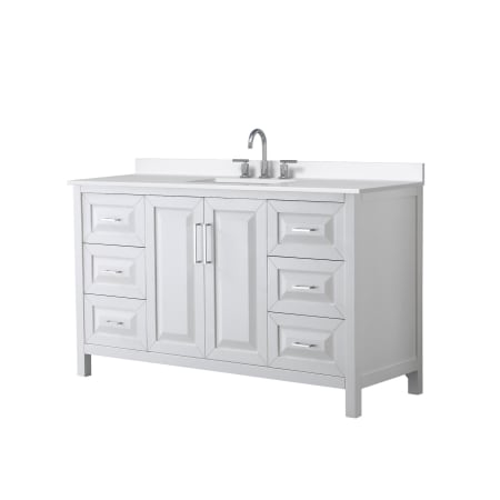 A large image of the Wyndham Collection WCV252560S-QTZ-US3MXX White / White Quartz Top / Polished Chrome Hardware