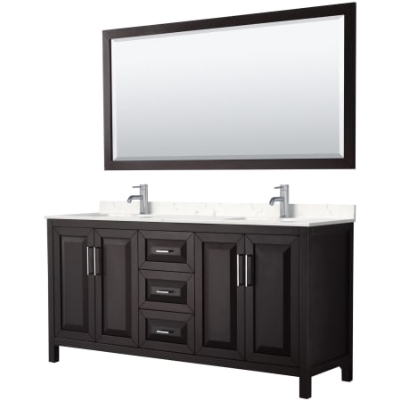 A large image of the Wyndham Collection WCV252572D-VCA-M70 Dark Espresso / Carrara Cultured Marble Top / Polished Chrome Hardware