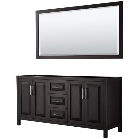 A large image of the Wyndham Collection WCV252572DCXSXXM70 Dark Espresso / Polished Chrome Hardware