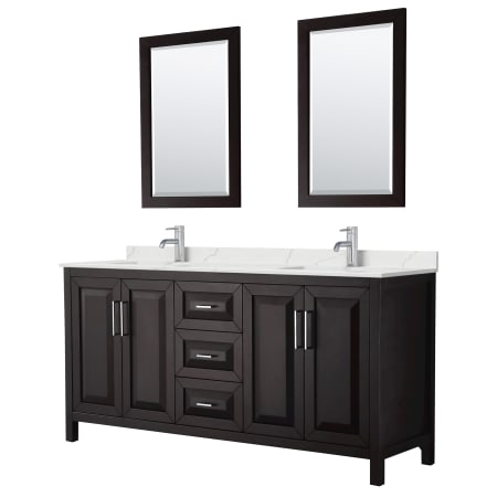 A large image of the Wyndham Collection WCV252572D-QTZ-UNSM24 Dark Espresso / Giotto Quartz Top / Polished Chrome Hardware