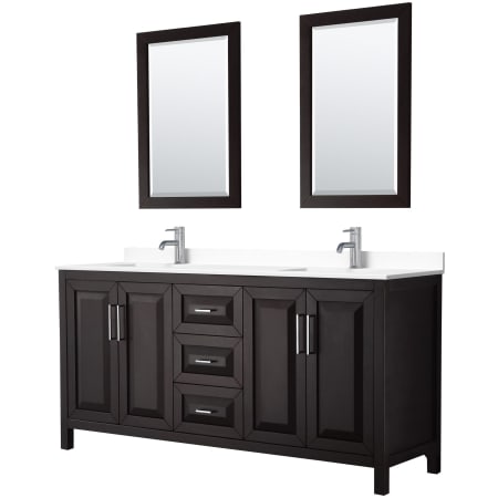 A large image of the Wyndham Collection WCV252572D-VCA-M24 Dark Espresso / White Cultured Marble Top / Polished Chrome Hardware