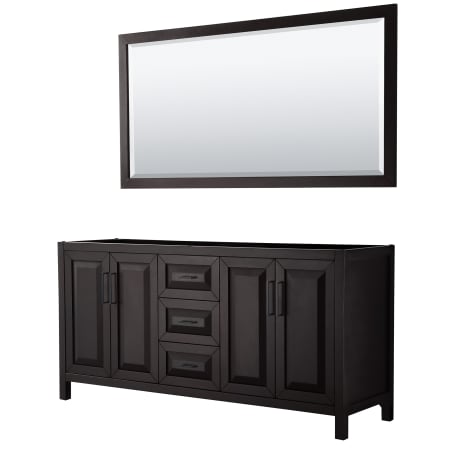 A large image of the Wyndham Collection WCV252572DCXSXXM70 Dark Espresso / Matte Black Hardware