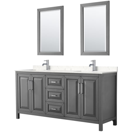 A large image of the Wyndham Collection WCV252572D-VCA-M24 Dark Gray / Carrara Cultured Marble Top / Polished Chrome Hardware