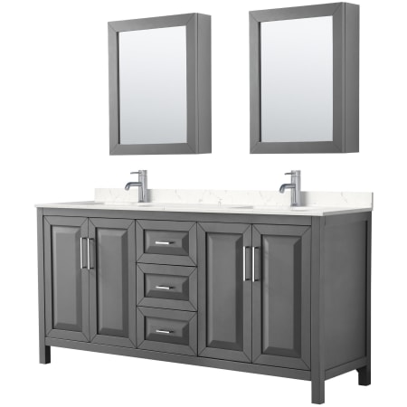 A large image of the Wyndham Collection WCV252572D-VCA-MED Dark Gray / Carrara Cultured Marble Top / Polished Chrome Hardware