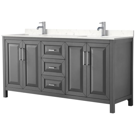 A large image of the Wyndham Collection WCV252572D-VCA-MXX Dark Gray / Carrara Cultured Marble Top / Polished Chrome Hardware