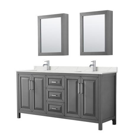 A large image of the Wyndham Collection WCV252572D-QTZ-UNSMED Dark Gray / Giotto Quartz Top / Polished Chrome Hardware