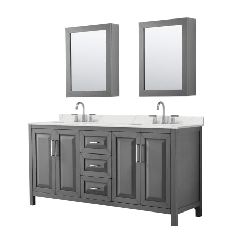 A large image of the Wyndham Collection WCV252572D-QTZ-US3MED Dark Gray / Giotto Quartz Top / Polished Chrome Hardware