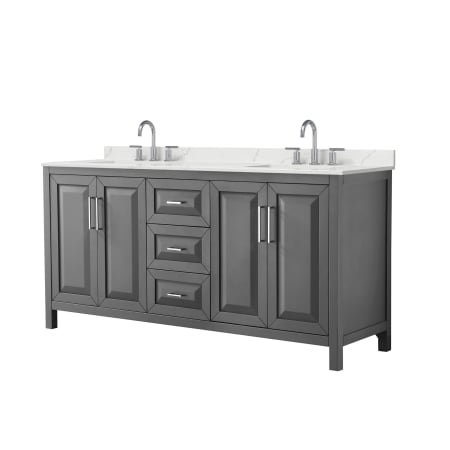 A large image of the Wyndham Collection WCV252572D-QTZ-US3MXX Dark Gray / Giotto Quartz Top / Polished Chrome Hardware