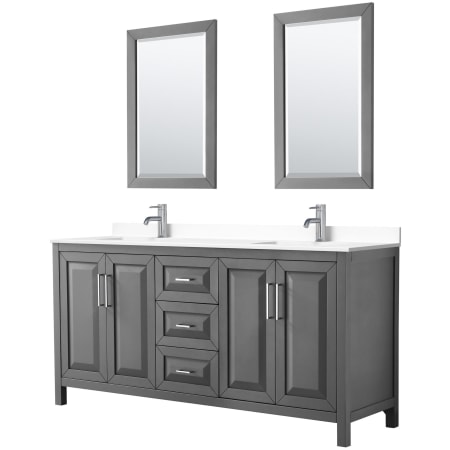 A large image of the Wyndham Collection WCV252572D-VCA-M24 Dark Gray / White Cultured Marble Top / Polished Chrome Hardware