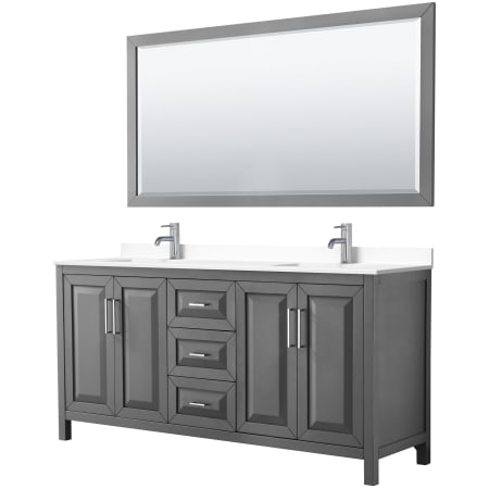 A large image of the Wyndham Collection WCV252572D-VCA-M70 Dark Gray / White Cultured Marble Top / Polished Chrome Hardware