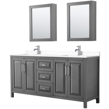 A large image of the Wyndham Collection WCV252572D-VCA-MED Dark Gray / White Cultured Marble Top / Polished Chrome Hardware