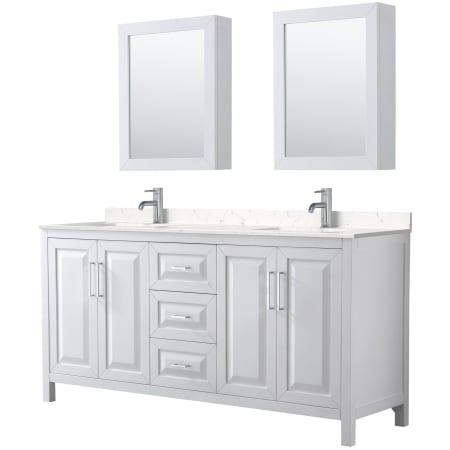 A large image of the Wyndham Collection WCV252572D-VCA-MED White / Carrara Cultured Marble Top / Polished Chrome Hardware