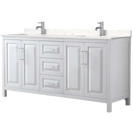 A large image of the Wyndham Collection WCV252572D-VCA-MXX White / Carrara Cultured Marble Top / Polished Chrome Hardware