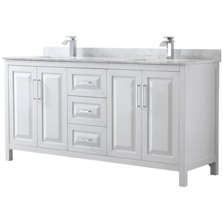 A large image of the Wyndham Collection WCV252572DUNSMXX White / White Carrara Marble Top / Polished Chrome Hardware