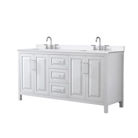 A large image of the Wyndham Collection WCV252572D-QTZ-US3MXX White / White Quartz Top / Polished Chrome Hardware