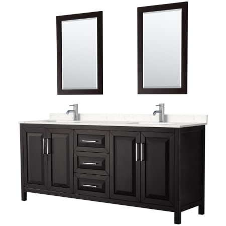 A large image of the Wyndham Collection WCV252580D-VCA-M24 Dark Espresso / Carrara Cultured Marble Top / Polished Chrome Hardware