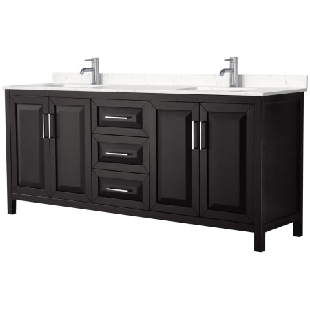 A large image of the Wyndham Collection WCV252580D-VCA-MXX Dark Espresso / Carrara Cultured Marble Top / Polished Chrome Hardware